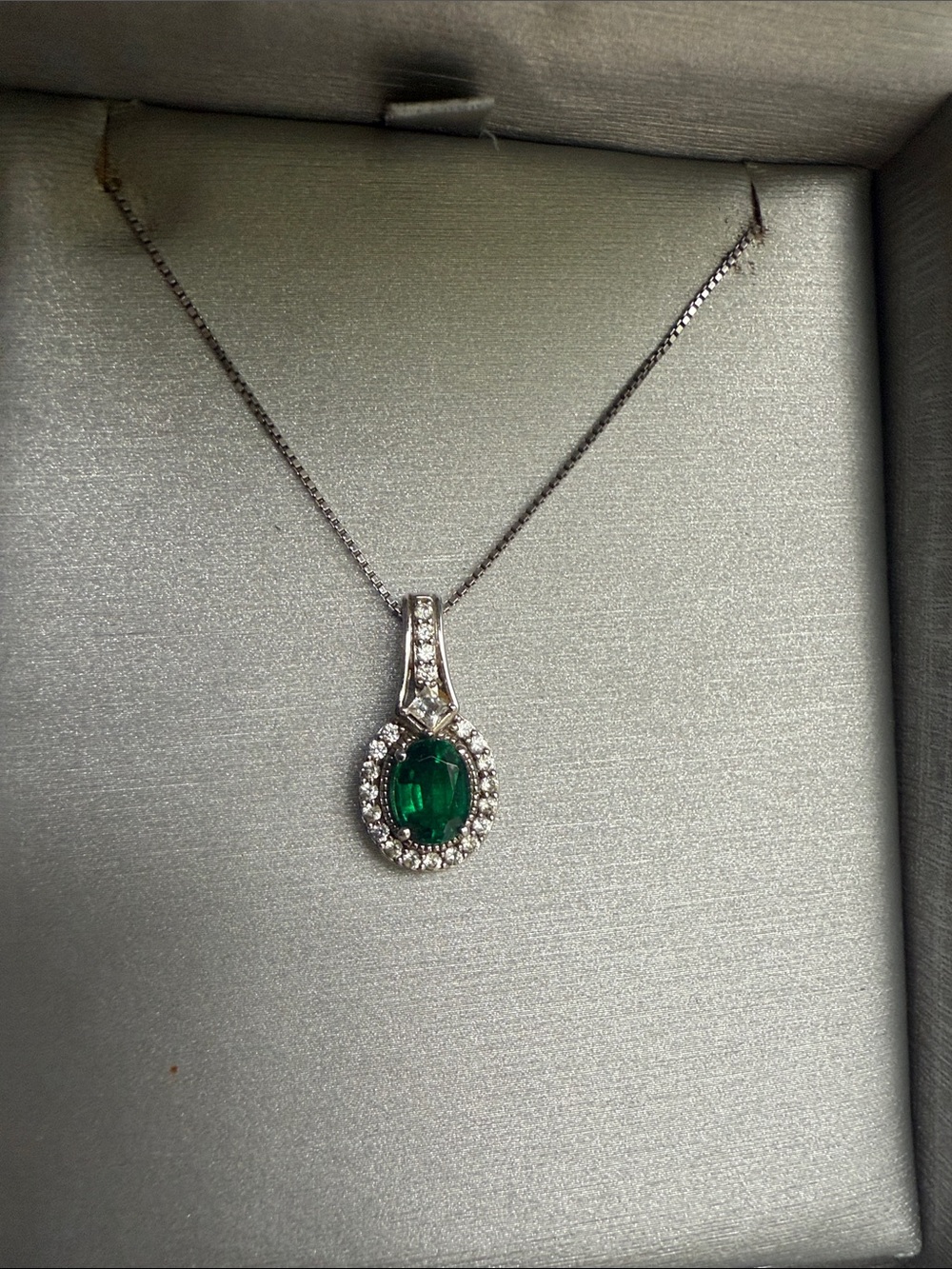 Zales Lab Grown Emerald and Diamond Necklace